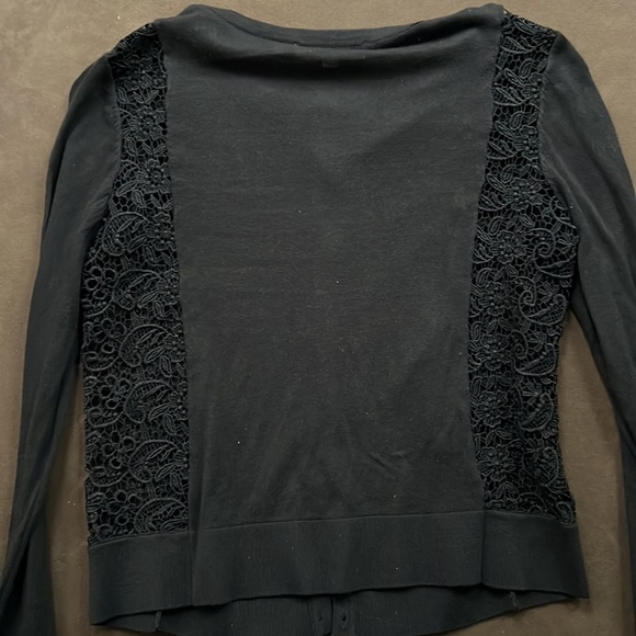 Ann Taylor LOFT Black Cotton Cardigan Lace Small - Picture 2 of 4